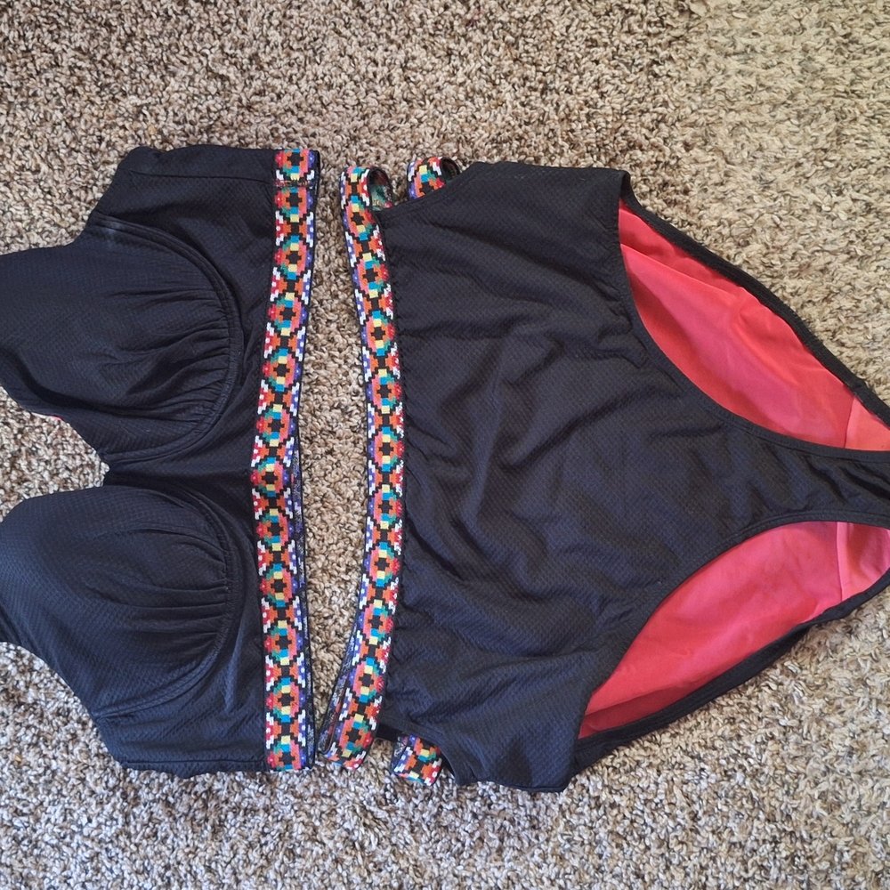 Cacique Black Bikini with Colorful Trim